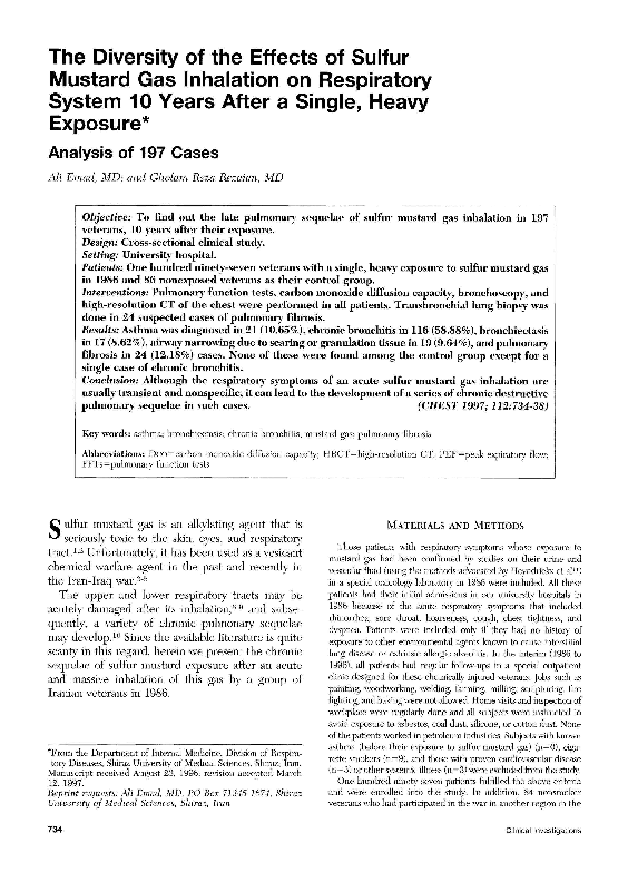 (PDF) The Diversity of the Effects of Sulfur Mustard Gas Inhalation on