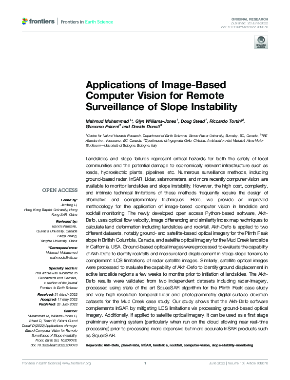 (PDF) Applications of Image-Based Computer Vision for Remote ...