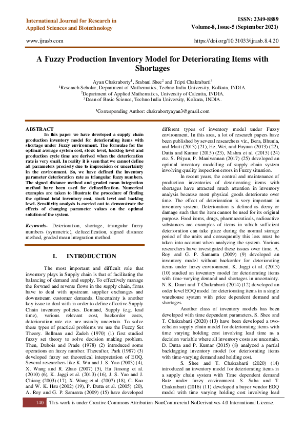 (PDF) A Fuzzy Production Inventory Model for Deteriorating Items with ...