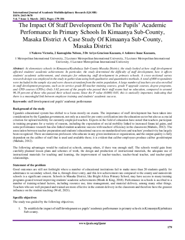 (PDF) The Impact Of Staff Development On The Pupils' Academic ...