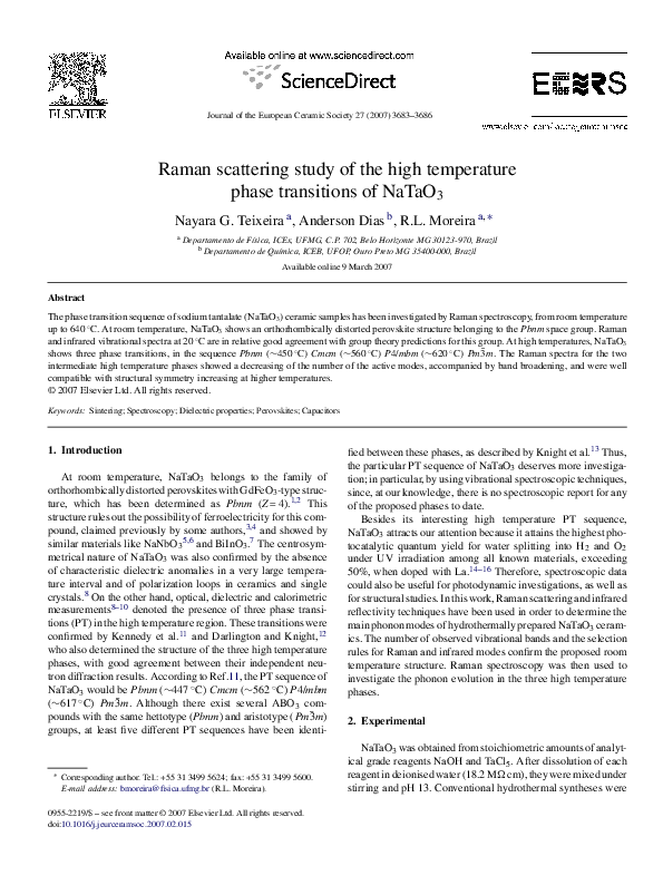 (PDF) Raman scattering study of the high temperature phase transitions ...