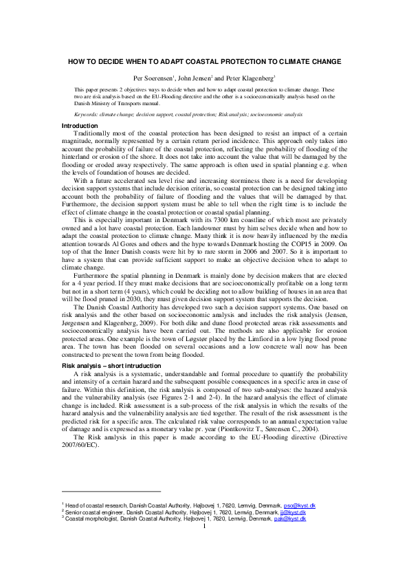 (PDF) How to Decide When to Adapt Coastal Protection to Climate Change