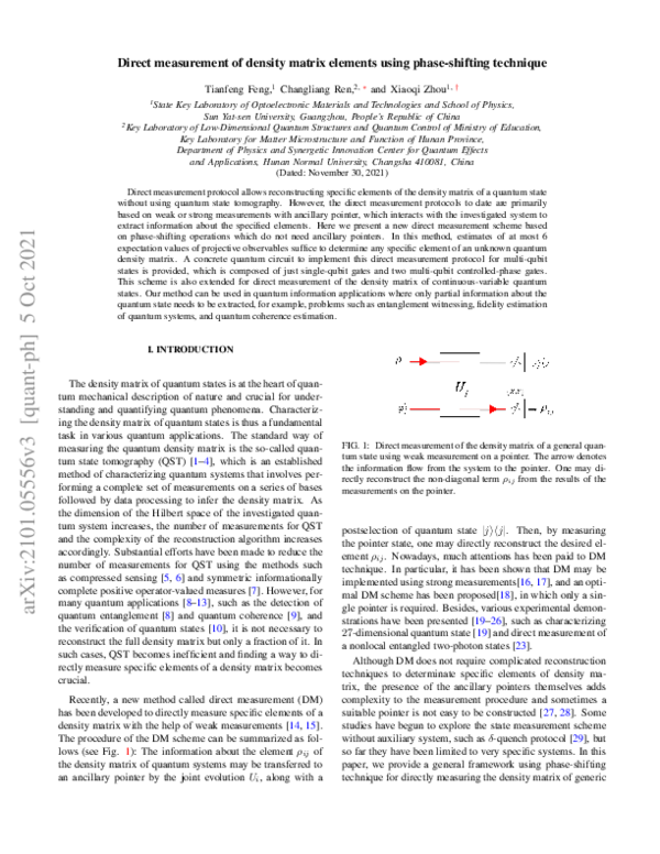 (PDF) Direct Measurement of the Quantum Density Matrix without ...
