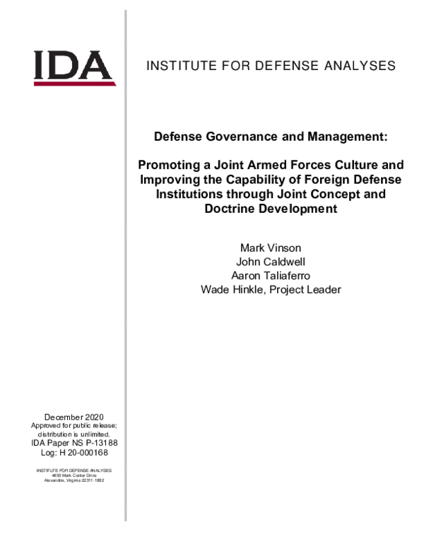 (PDF) Promoting a Joint Armed Forces Culture and Improving the ...