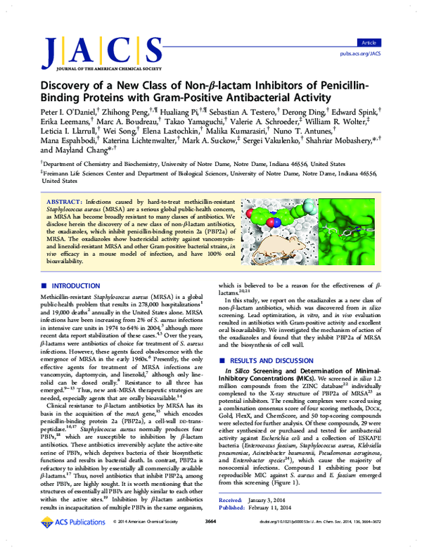 (PDF) Discovery of a New Class of Non-β-lactam Inhibitors of Penicillin ...