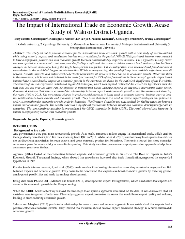 (PDF) The Impact of International Trade on Economic Growth. Acase Study ...