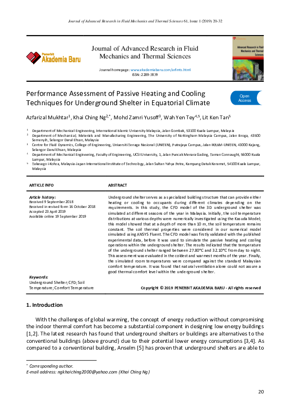 (PDF) Performance assessment of passive heating and cooling techniques ...