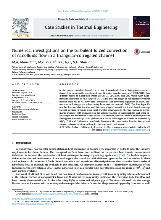 (PDF) Numerical investigations on the turbulent forced convection of ...