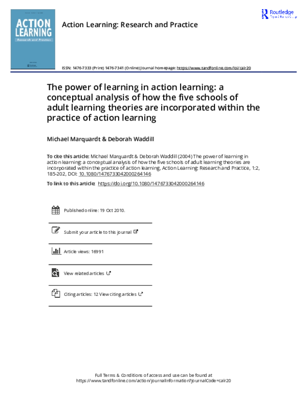 (PDF) Action Learning: Research and Practice