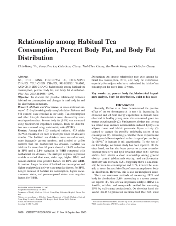 (PDF) Relationship among Habitual Tea Consumption, Percent Body Fat ...