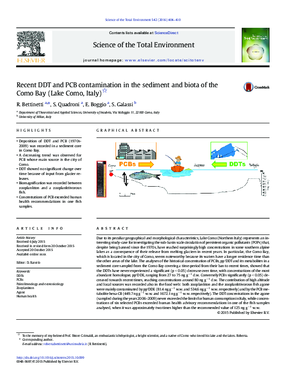 (PDF) Recent DDT and PCB contamination in the sediment and biota of the ...