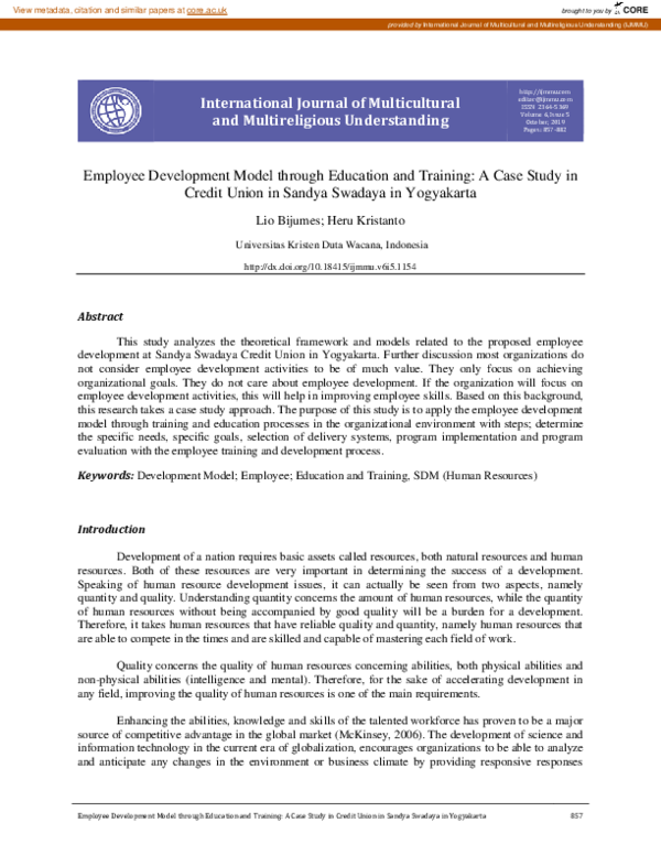 (PDF) Employee Development Model through Education and Training: A Case ...