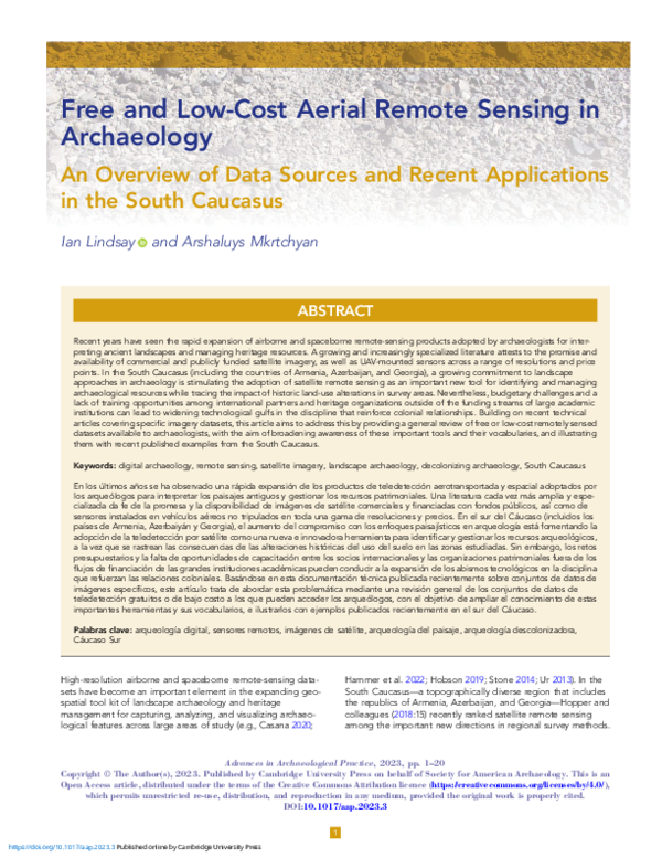 (PDF) Free and Low-Cost Aerial Remote Sensing in Archaeology An ...