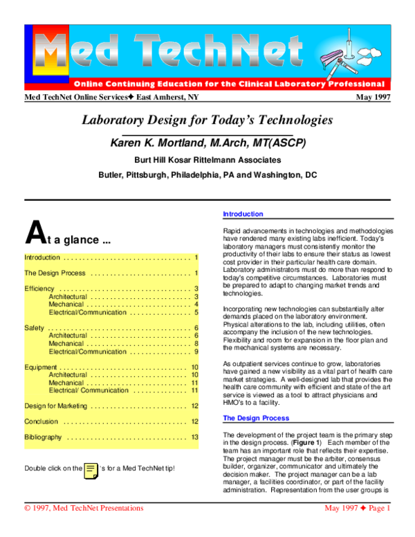 (PDF) Laboratory Design for Today's Technologies Rodolfo Urbina