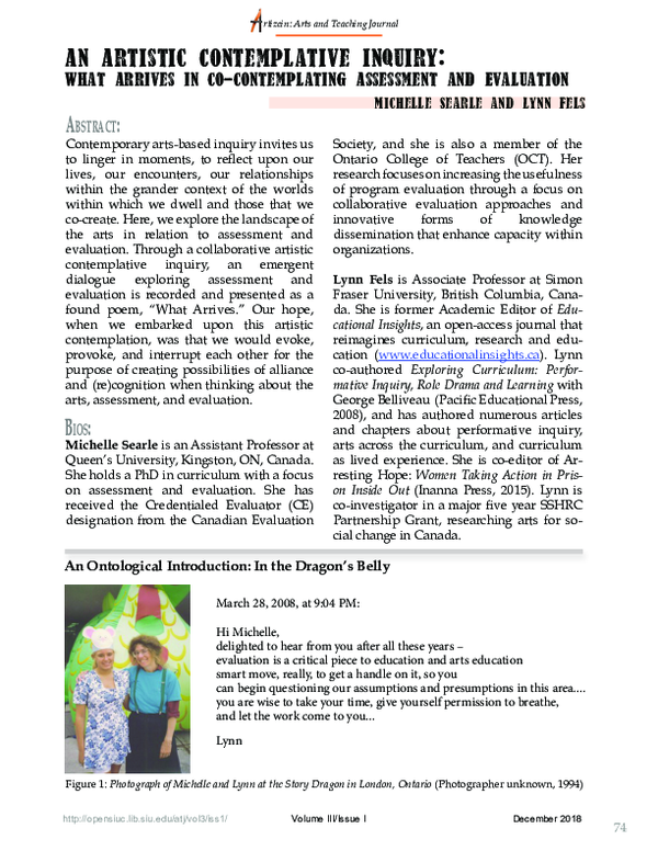 (PDF) An Artistic Contemplative Inquiry: What arrives in co ...