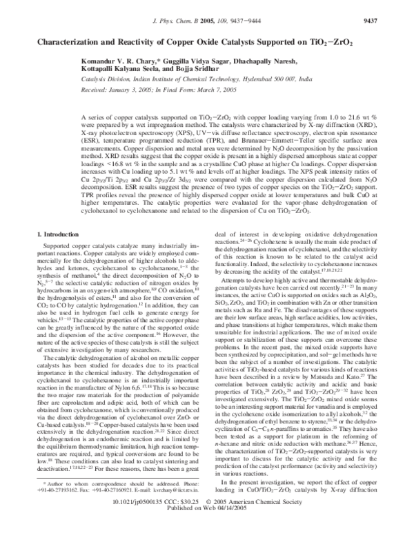 (PDF) Characterization and Reactivity of Copper Oxide Catalysts ...