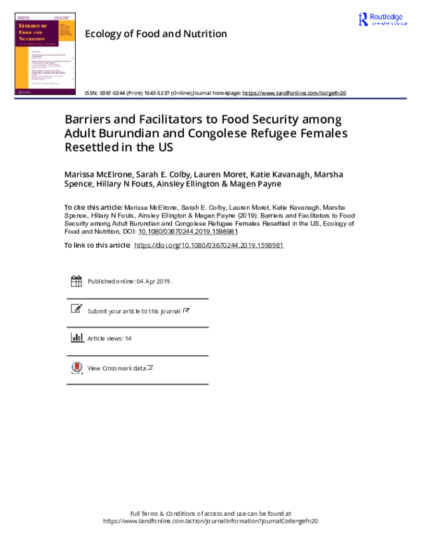 (PDF) Barriers and Facilitators to Food Security among Adult Burundian ...