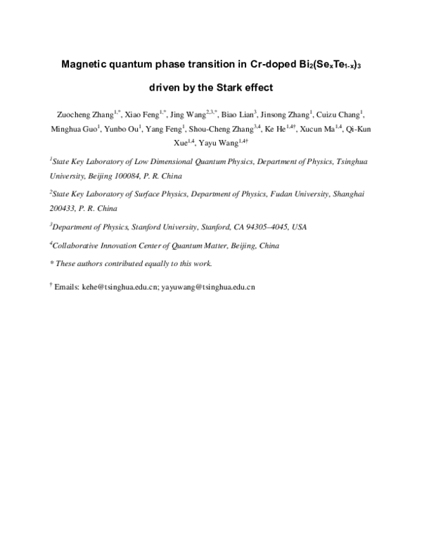 (PDF) Magnetic quantum phase transition in Cr-doped Bi2(SexTe1-x)3 ...