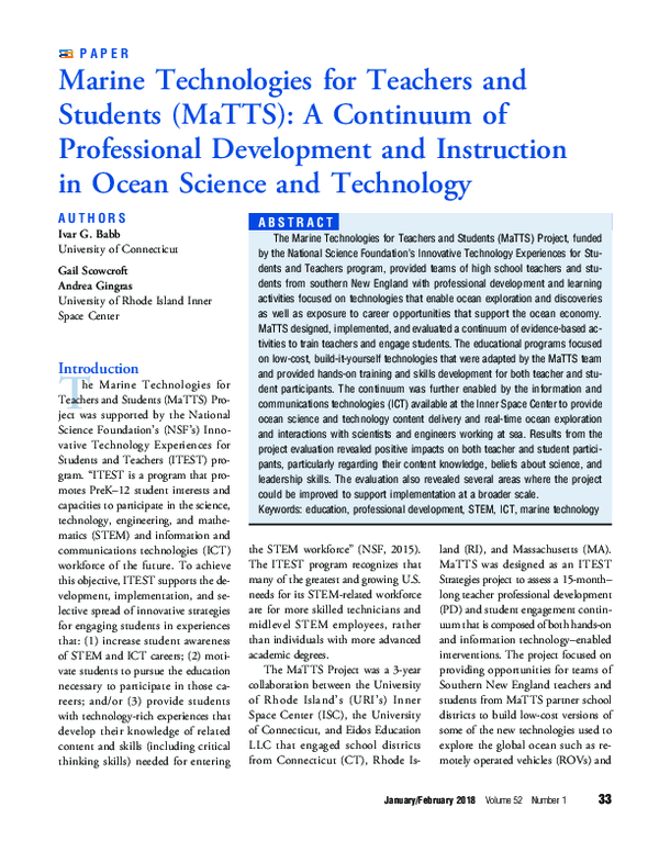(PDF) Marine Technologies for Teachers and Students (MaTTS): A ...