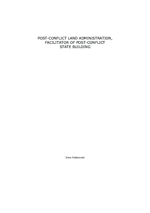 (PDF) Post-conflict land administration, facilitator of post-conflict ...
