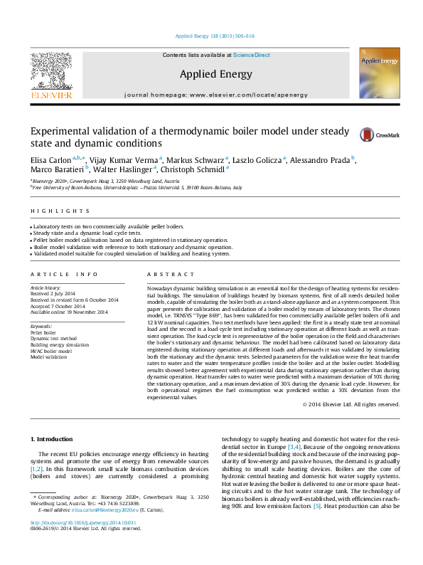 (PDF) Experimental validation of a thermodynamic boiler model under ...