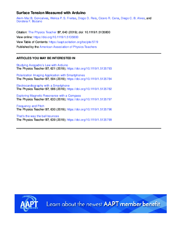 (PDF) Surface Tension Measured with Arduino Wélica Patrícia Souza de