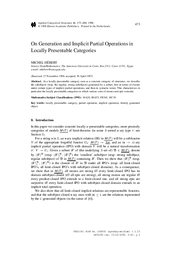 (PDF) On Generation and Implicit Partial Operations in Locally ...