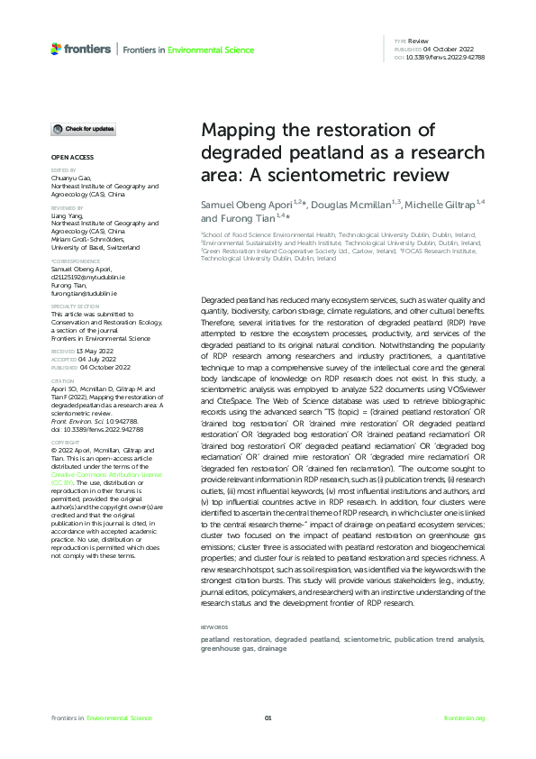 (PDF) Mapping the restoration of degraded peatland as a research area ...