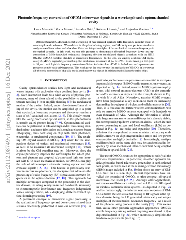 (PDF) Photonic Frequency Conversion of OFDM Microwave Signals in a ...