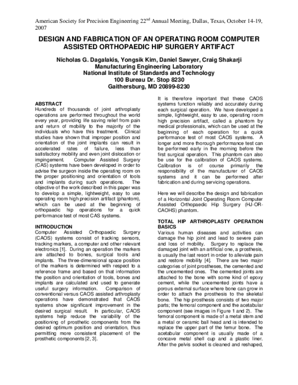 (PDF) Design and Fabrication of an Operating Room Computer Assisted ...