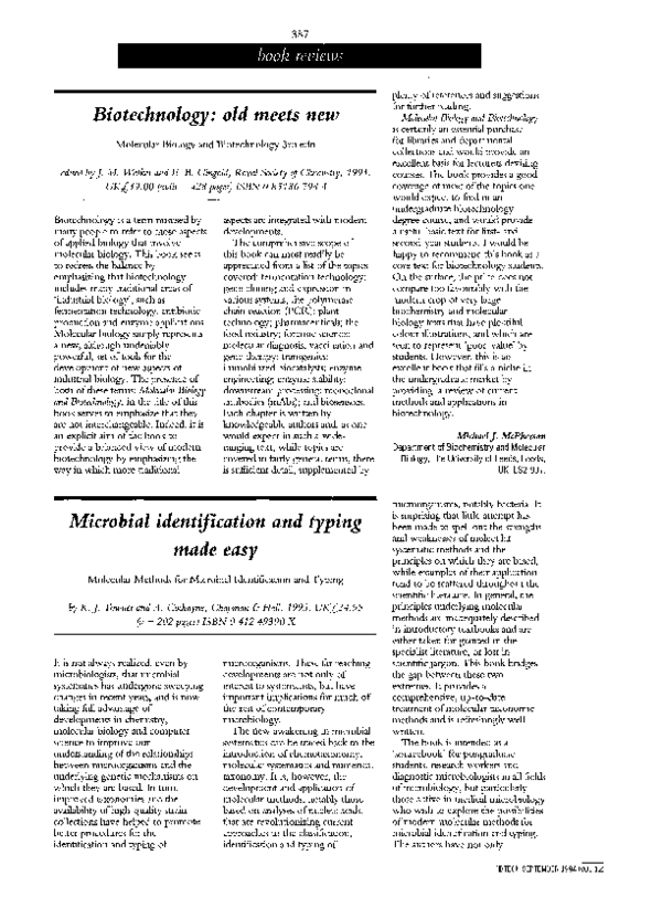 (PDF) Molecular methods for microbial identification and typing