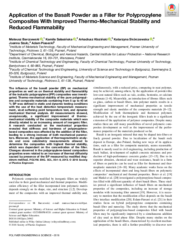 (PDF) Application of the Basalt Powder as a Filler for Polypropylene ...