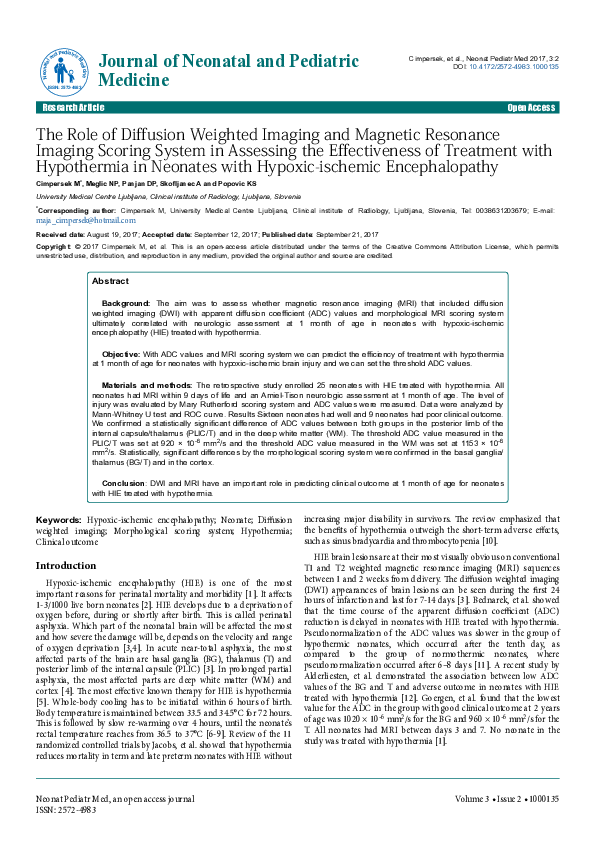 (PDF) The Role of Diffusion Weighted Imaging and Magnetic Resonance ...