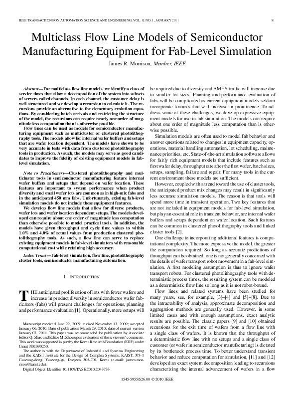 (PDF) Multiclass Flow Line Models of Semiconductor Manufacturing ...