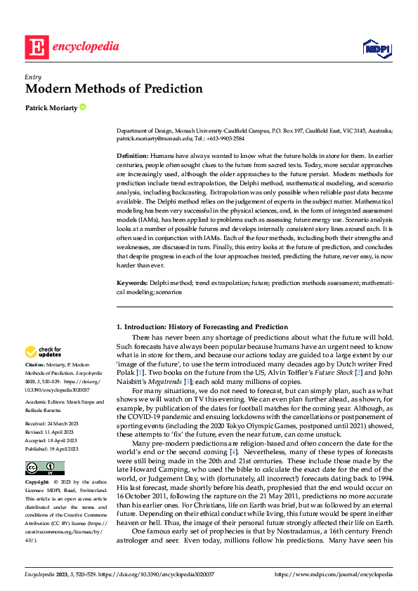 (PDF) Modern Methods of Prediction