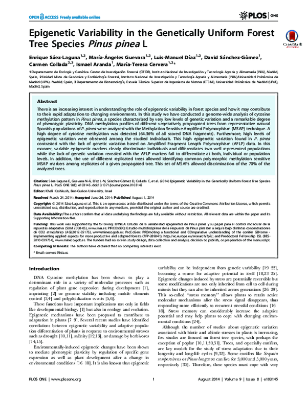 (PDF) Epigenetic Variability in the Genetically Uniform Forest Tree ...