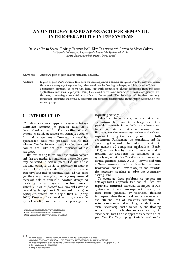 (PDF) An Ontology-Based Approach for Semantic Interoperability in P2P ...