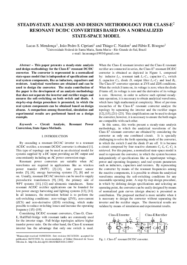 (PDF) Steady-State Analysis and Design Methodology for Class-E² ...