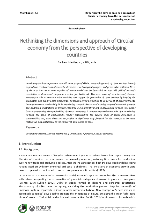 (PDF) Rethinking the dimensions and approach of circular economy from ...