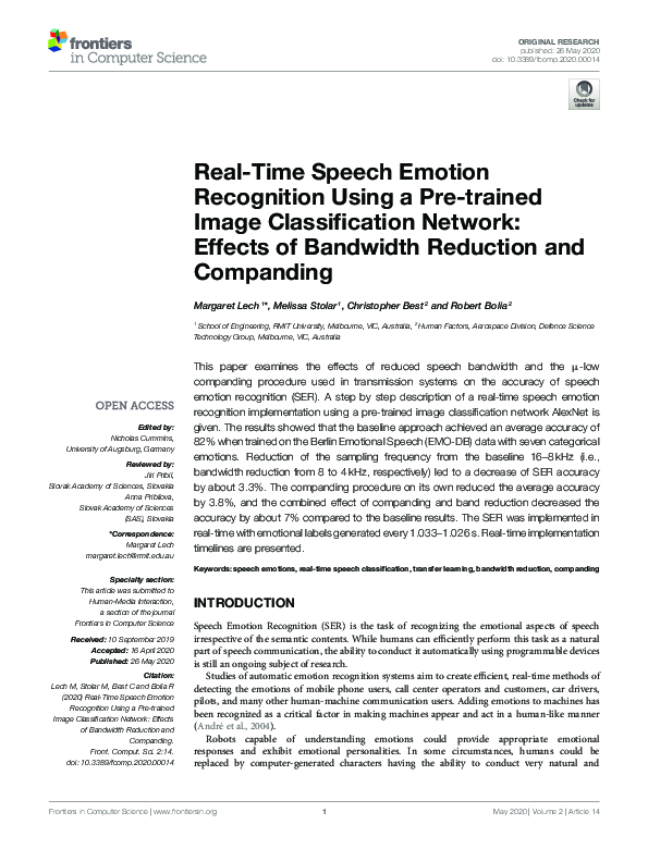 (PDF) Real-Time Speech Emotion Recognition Using a Pre-trained Image ...