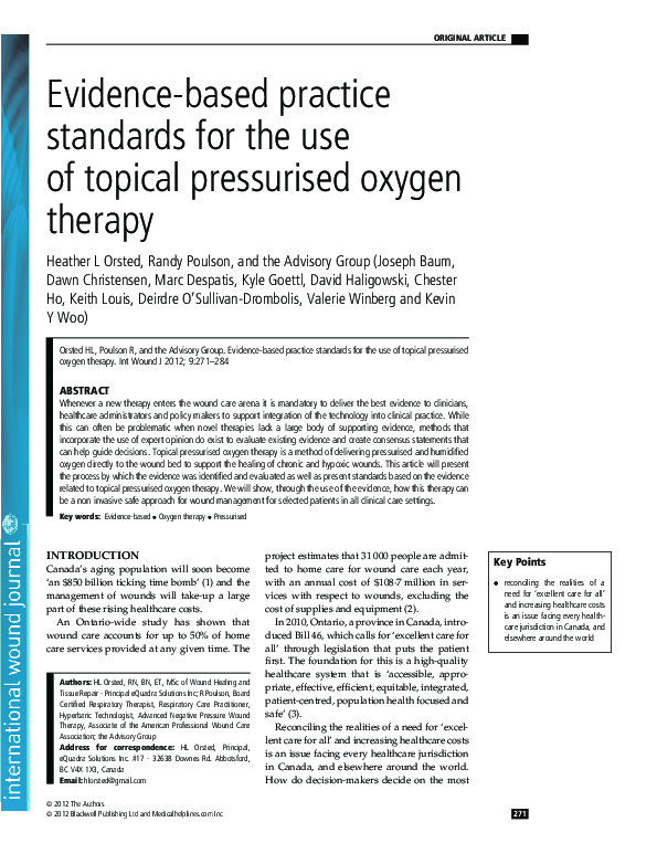 (PDF) Evidencebased practice standards for the use of topical