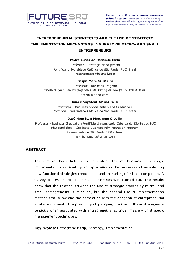(PDF) Entrepreneurial Strategies and the Use of Strategic ...