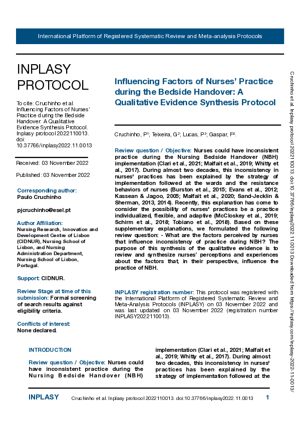 (PDF) Influencing Factors of Nurses’ Practice during the Bedside