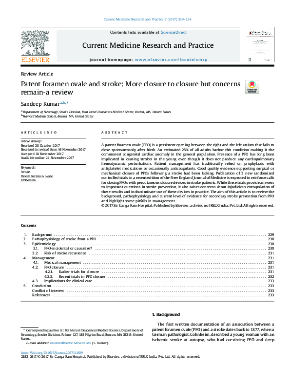(PDF) Patent foramen ovale and stroke: More closure to closure but ...