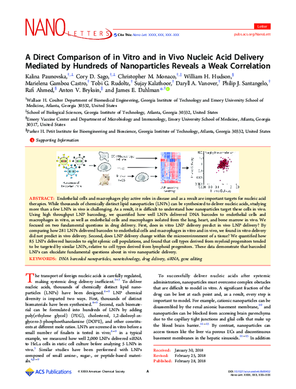 (PDF) A Direct Comparison of in Vitro and in Vivo Nucleic Acid Delivery ...