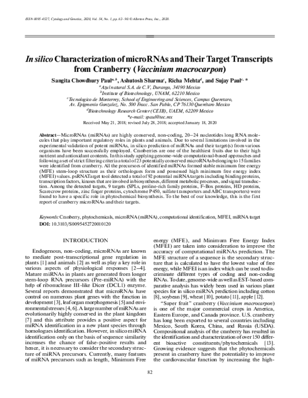 (PDF) In silico Characterization of microRNAs and Their Target ...