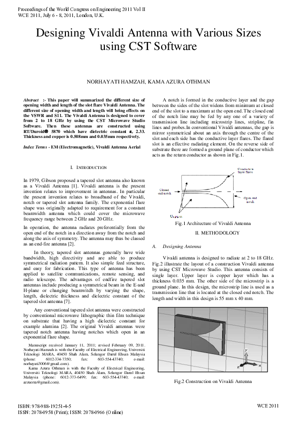 (PDF) Designing Vivaldi Antenna with various sizes using CST Software