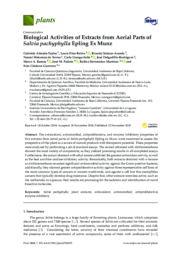 (PDF) Biological Activities of Extracts from Aerial Parts of Salvia ...