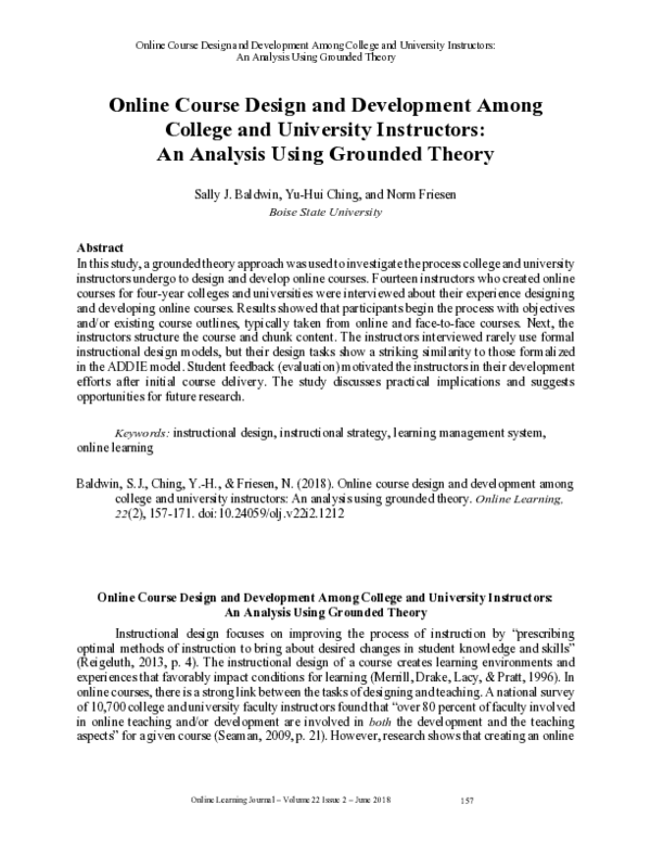(PDF) Online Course Design and Development among College and University ...