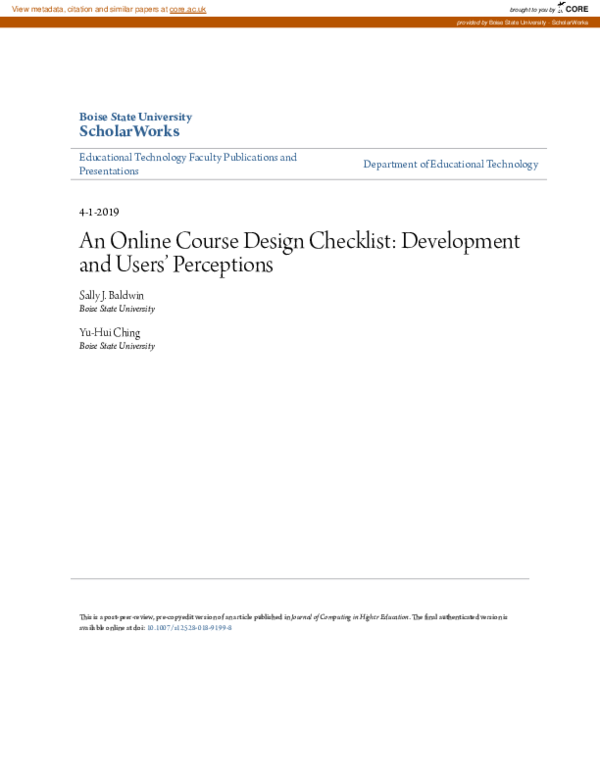 (PDF) An online course design checklist: development and users’ perceptions